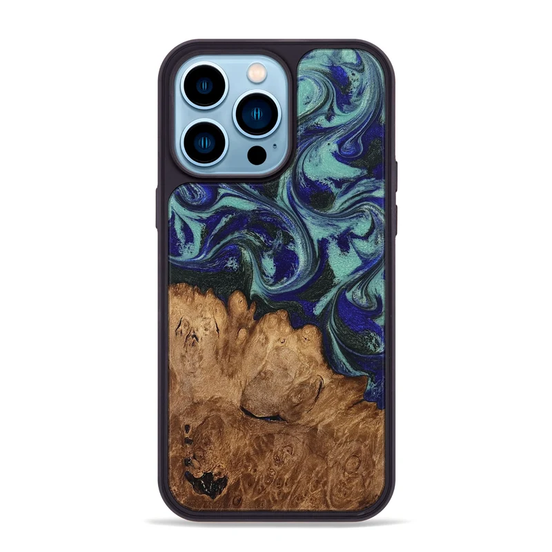 iPhone 14 Pro Max Wood Phone Case - Leander (Green, 830184)