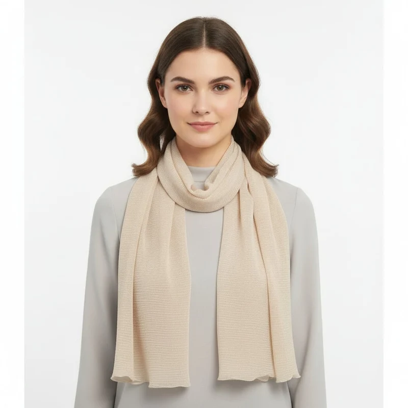 Foulard laminato in tinta unita con bordi arricciati - Bianco sporco