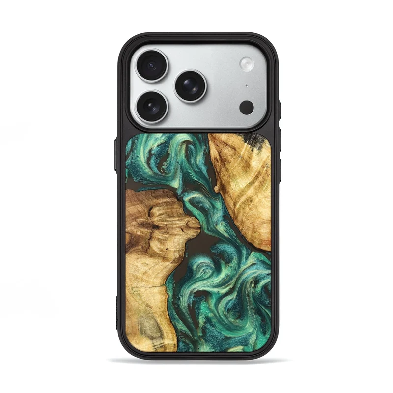 iPhone 18 Pro Wood Phone Case - Carie (Green, 829981)