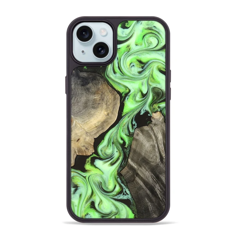 iPhone 15 Plus Wood Phone Case - Jasen (Neon, 829984)