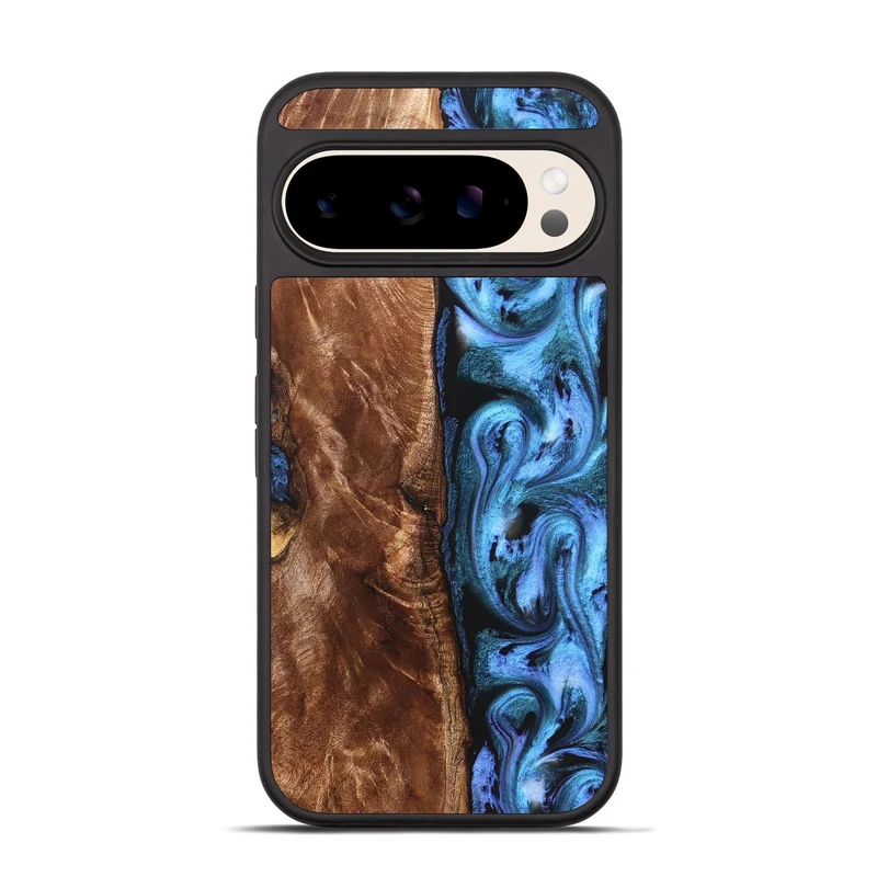 Pixel 10 Pro Wood Phone Case - Lily (Blue, 829989)