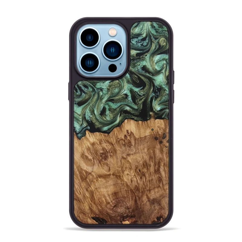 iPhone 14 Pro Max Wood Phone Case - Jasmyn (Green, 829976)