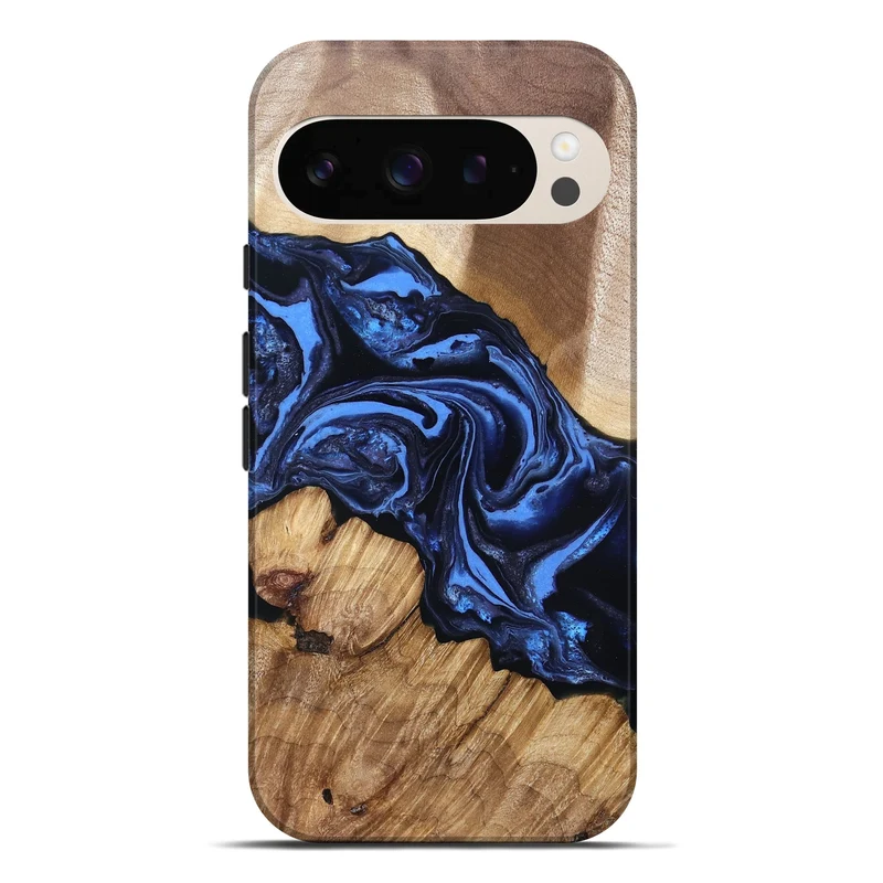 Pixel 10 Pro XL Wood Live Edge Phone Case - Sarai (Blue, 829813)