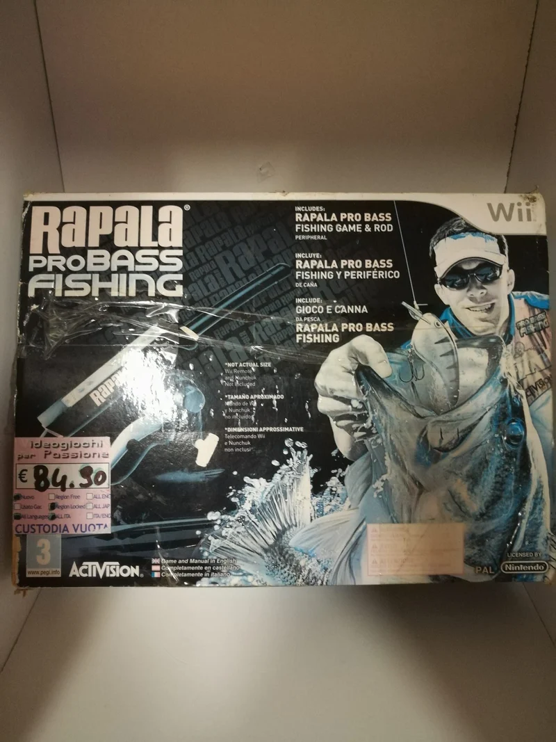 RAPALA PRO BASS FISHING WII (completamente in italiano)(la scatola e un po rovinata dal sole era in vetrina)