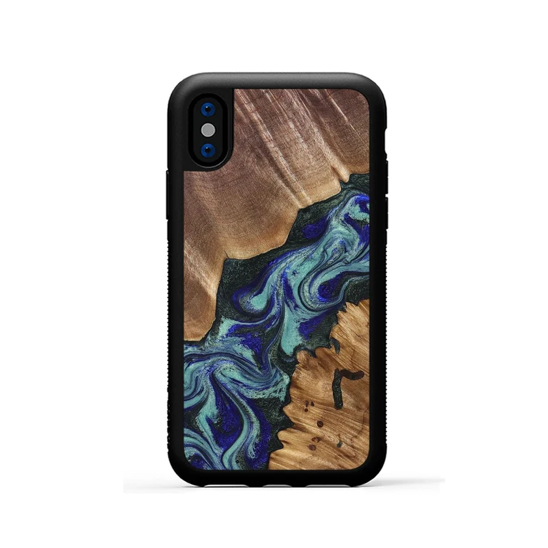 iPhone Xs Wood Phone Case - Dorene (Green, 829694)