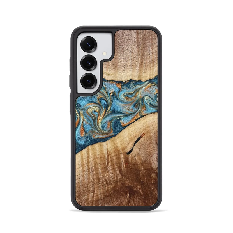 Galaxy S25 Wood Phone Case - Tyrese (Teal & Gold, 829704)