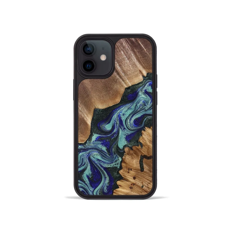 iPhone 12 mini Wood Phone Case - Dorene (Green, 829694)