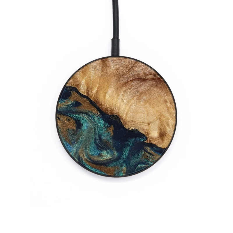 Circle Wood Wireless Charger - Makaila (Teal & Gold, 829711)
