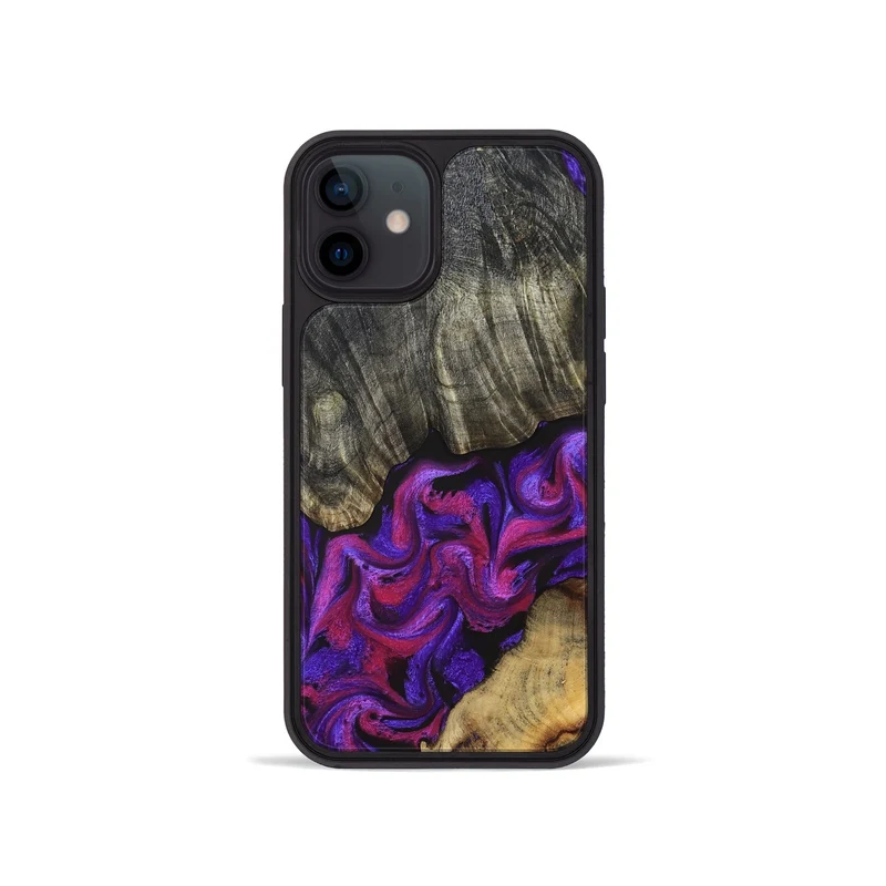 iPhone 12 mini Wood Phone Case - Joe (Purple, 830225)