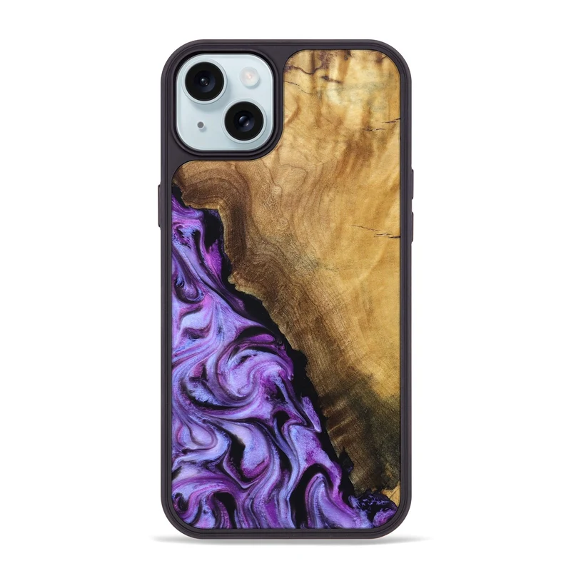 iPhone 15 Plus Wood Phone Case - Alvina (Purple, 830224)