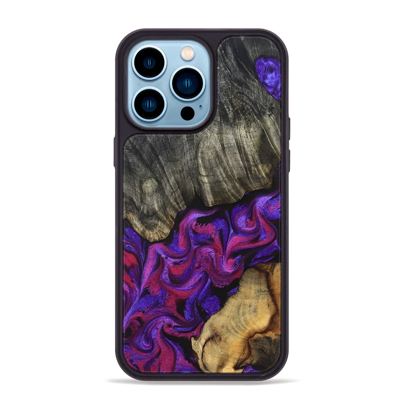 iPhone 14 Pro Max Wood Phone Case - Joe (Purple, 830225)