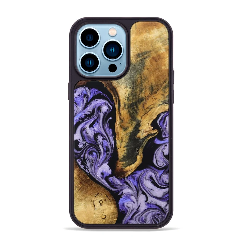 iPhone 14 Pro Max Wood Phone Case - Fredric (Purple, 830222)