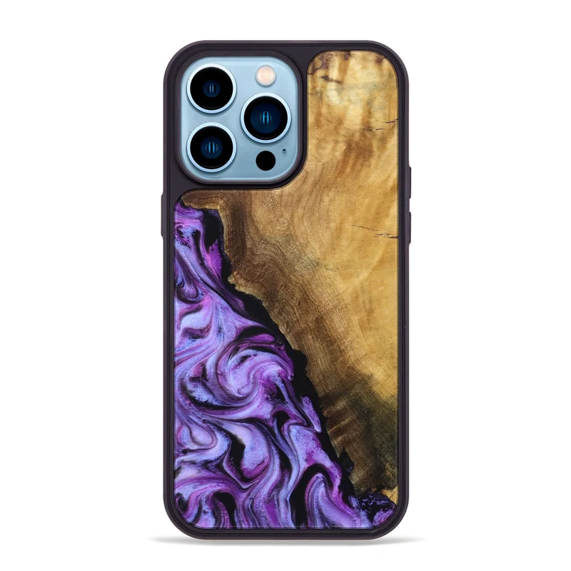 iPhone 14 Pro Max Wood Phone Case - Alvina (Purple, 830224)