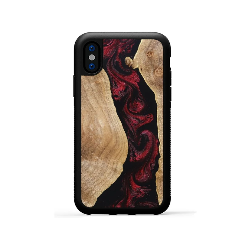 iPhone Xs Wood Phone Case - Cordell (Red, 830217)