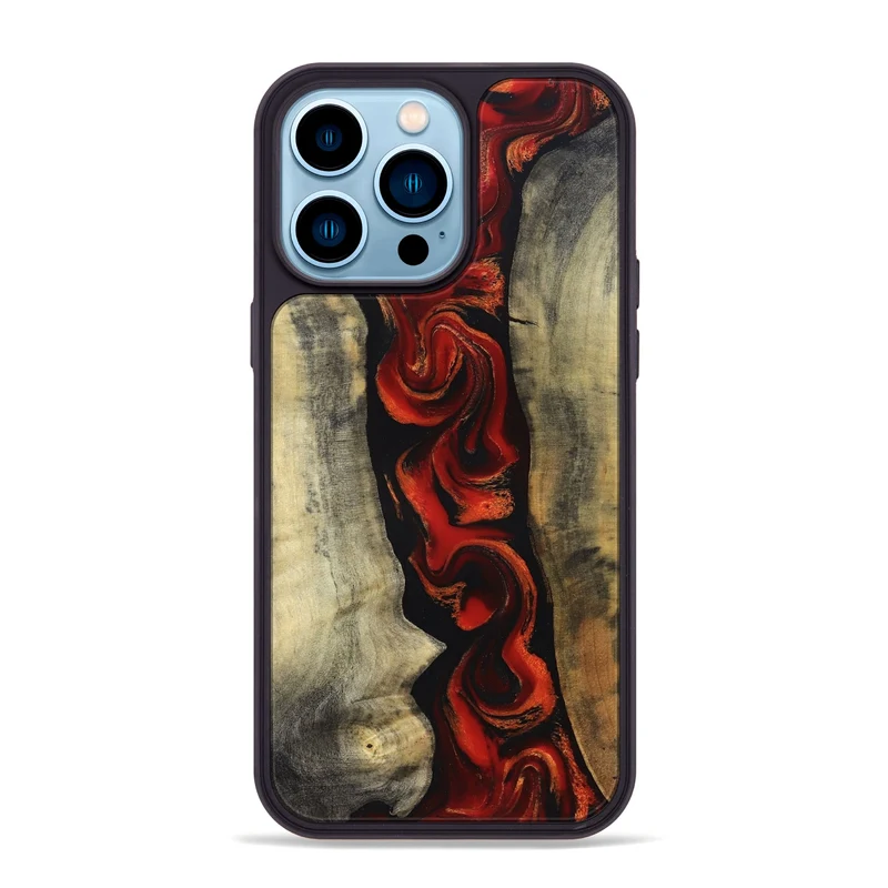 iPhone 14 Pro Max Wood Phone Case - Harlan (Red, 830214)