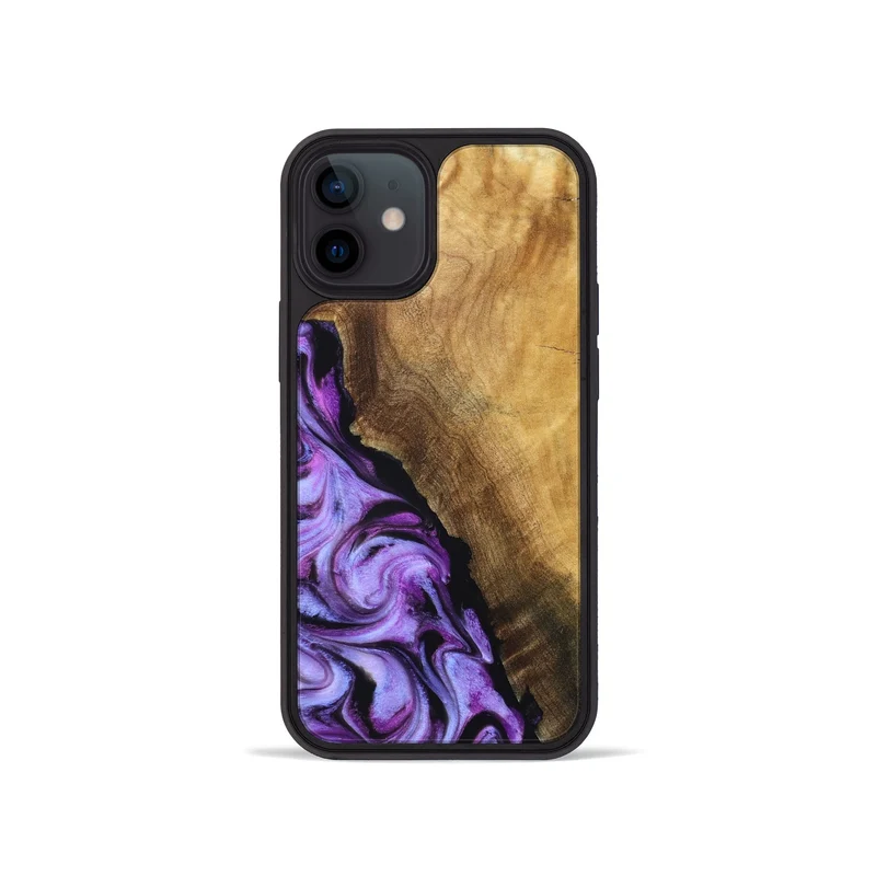 iPhone 12 mini Wood Phone Case - Alvina (Purple, 830224)