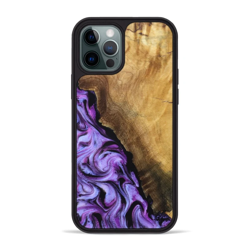 iPhone 12 Pro Max Wood Phone Case - Alvina (Purple, 830224)