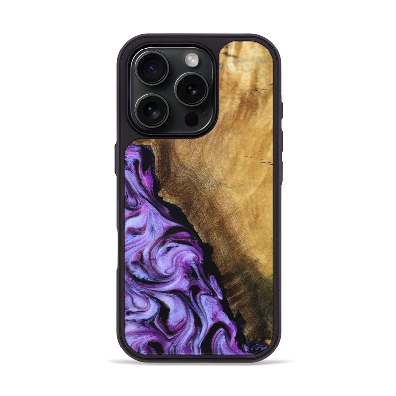 iPhone 16 Pro Wood Phone Case - Alvina (Purple, 830224)