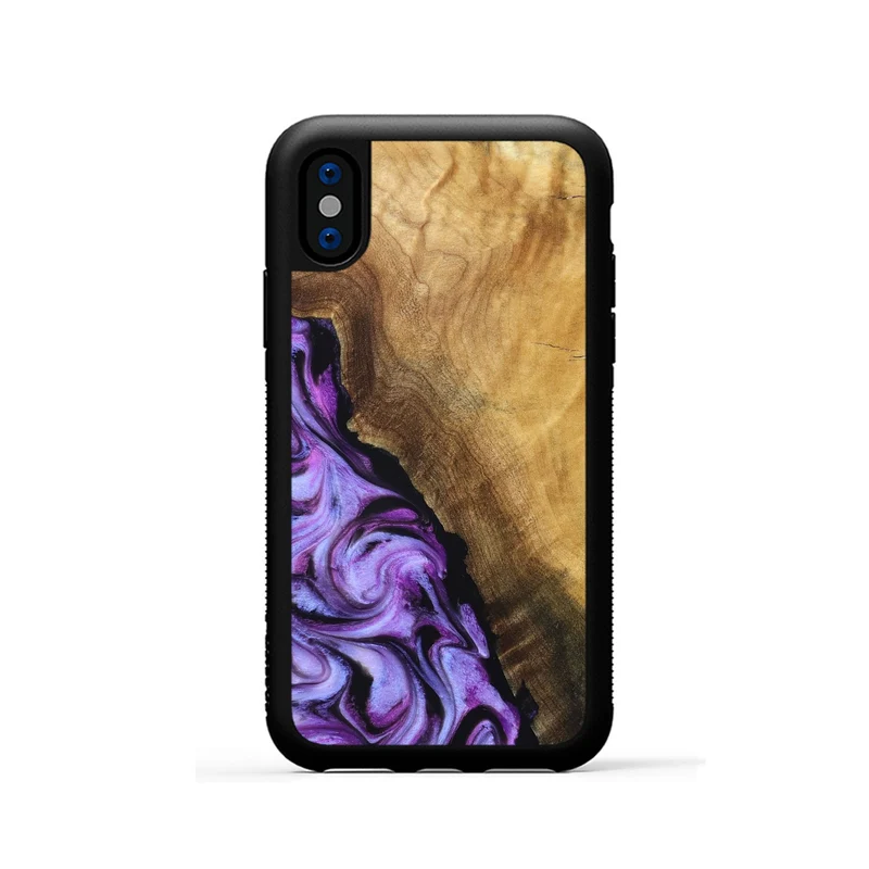 iPhone Xs Wood Phone Case - Alvina (Purple, 830224)