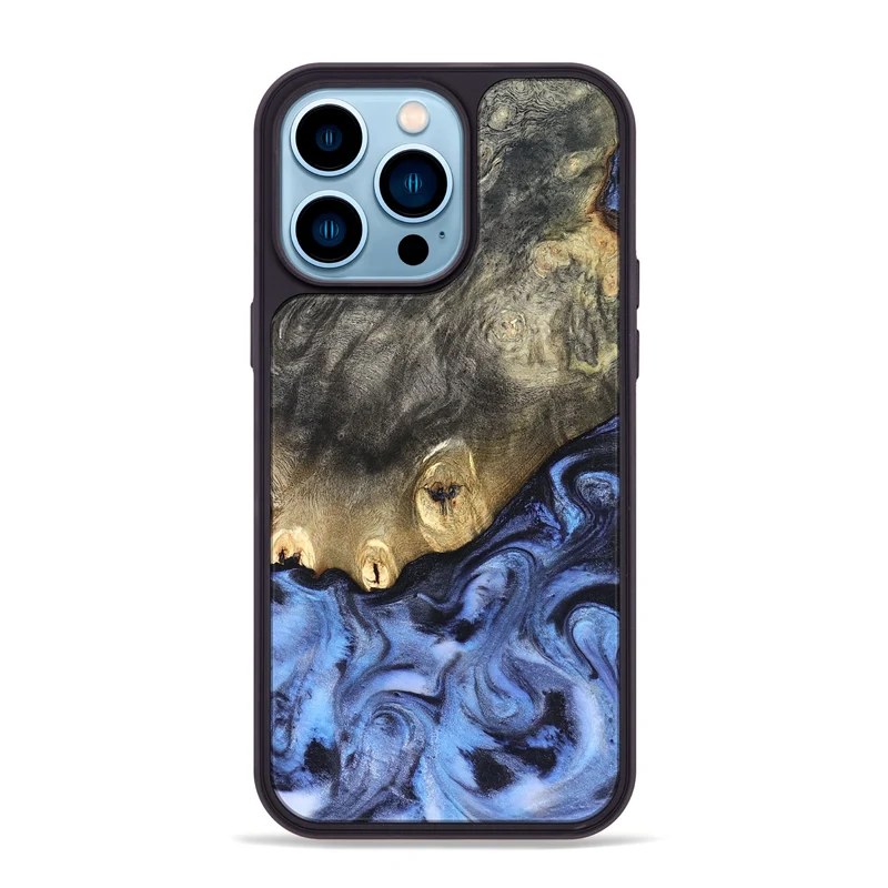 iPhone 14 Pro Max Wood Phone Case - Mame (Blue, 830172)
