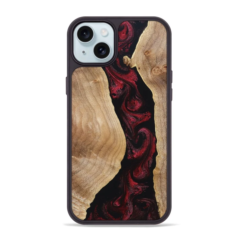 iPhone 15 Plus Wood Phone Case - Cordell (Red, 830217)