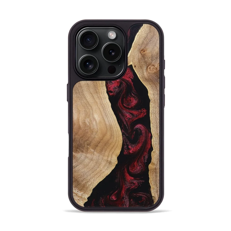 iPhone 16 Pro Wood Phone Case - Cordell (Red, 830217)