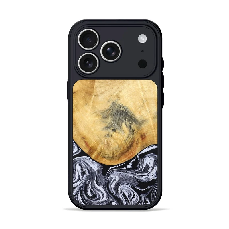 iPhone 17 Pro Wood Phone Case - Brandi (Black & White, 830208)