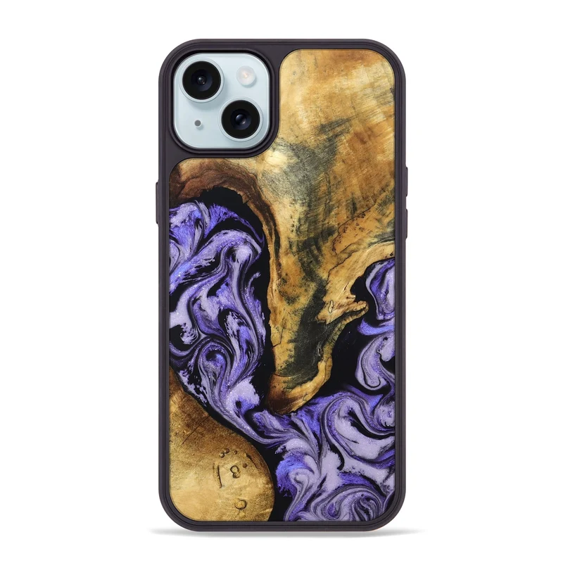 iPhone 15 Plus Wood Phone Case - Fredric (Purple, 830222)
