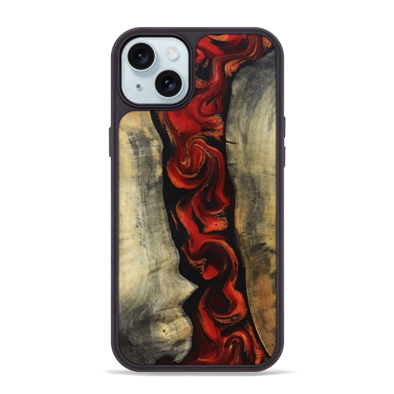 iPhone 15 Plus Wood Phone Case - Harlan (Red, 830214)