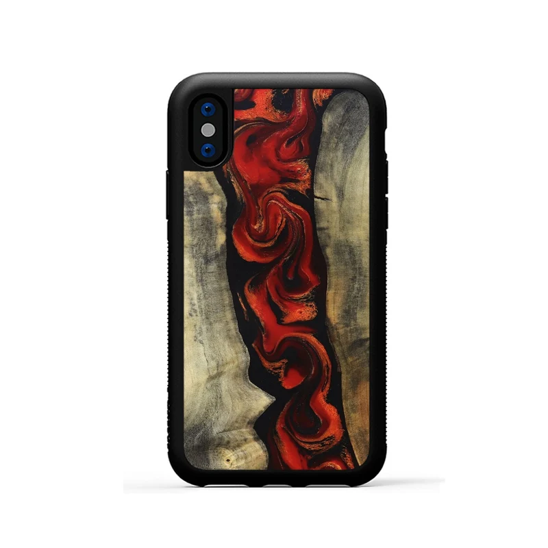 iPhone Xs Wood Phone Case - Harlan (Red, 830214)