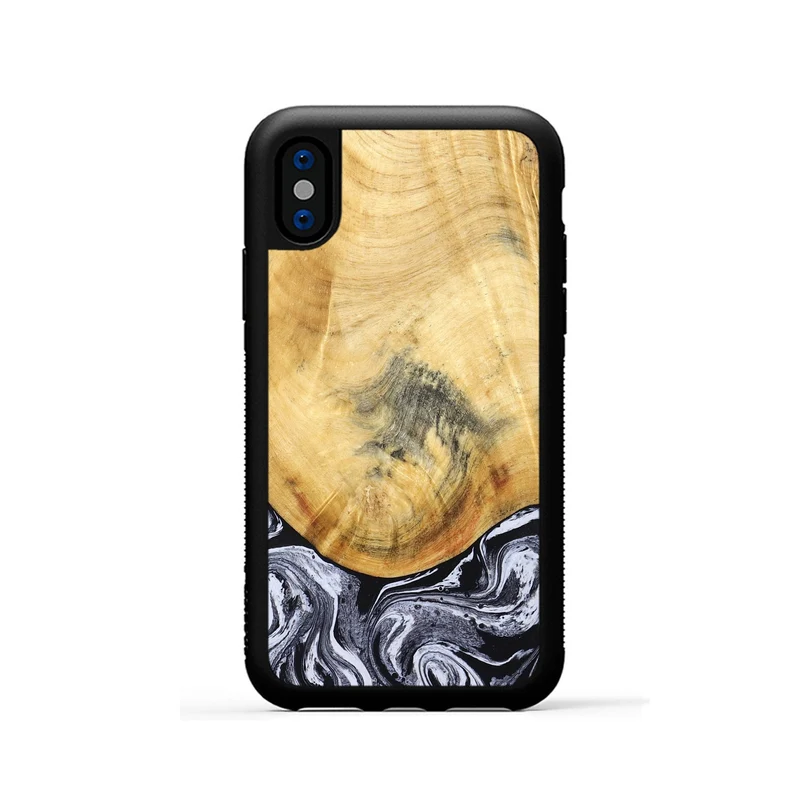 iPhone Xs Wood Phone Case - Brandi (Black & White, 830208)