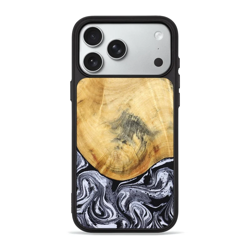iPhone 18 Pro Max Wood Phone Case - Brandi (Black & White, 830208)