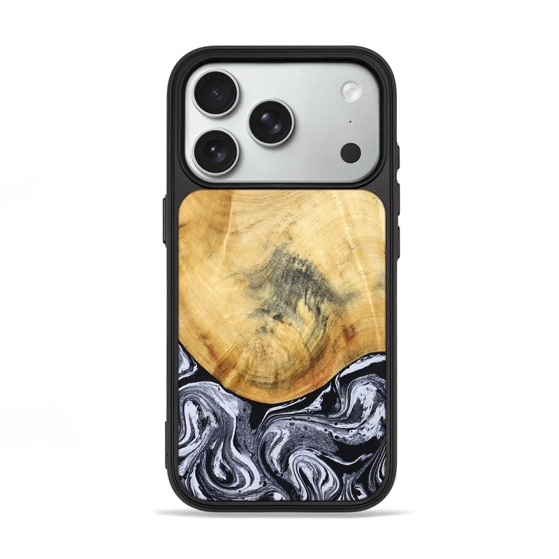 iPhone 18 Pro Wood Phone Case - Brandi (Black & White, 830208)