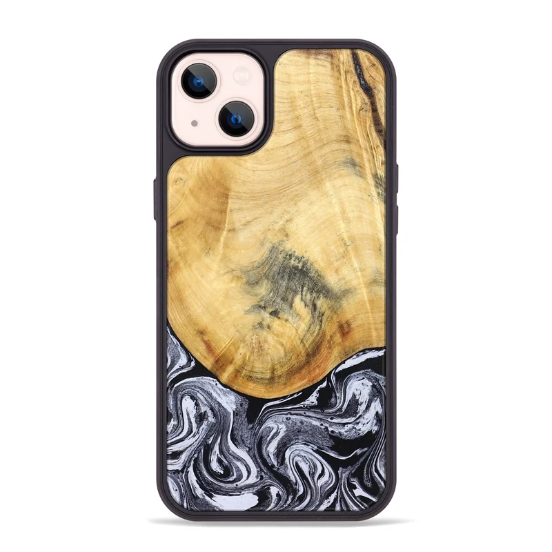 iPhone 14 Plus Wood Phone Case - Brandi (Black & White, 830208)