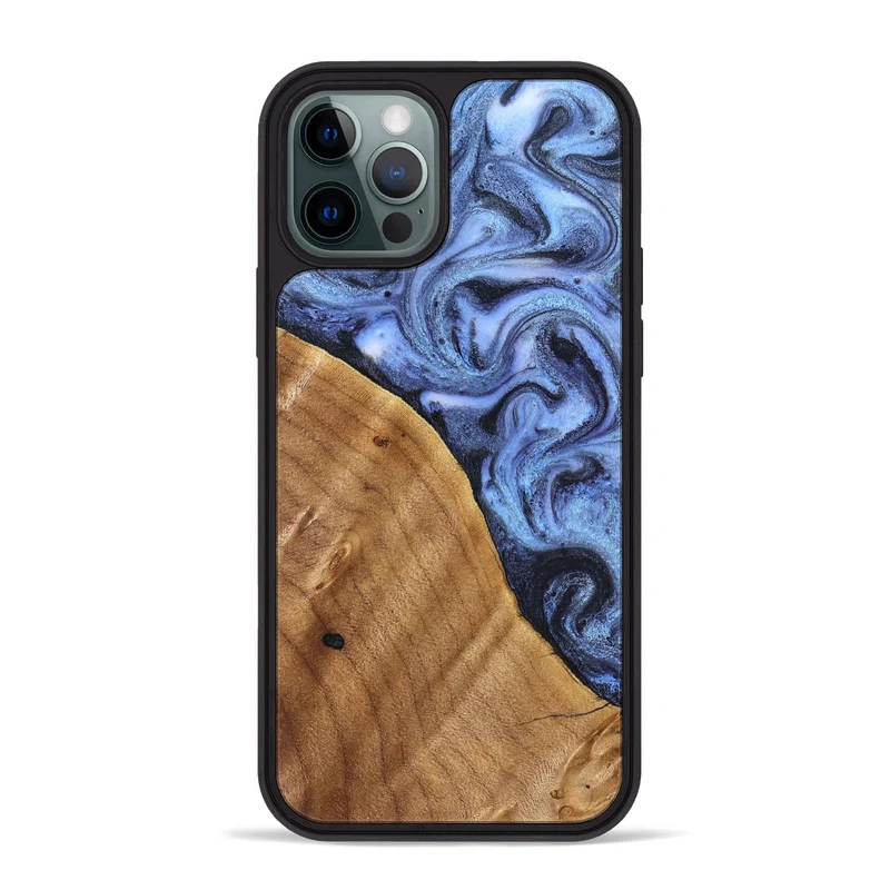 iPhone 12 Pro Max Wood Phone Case - Christy (Blue, 830169)