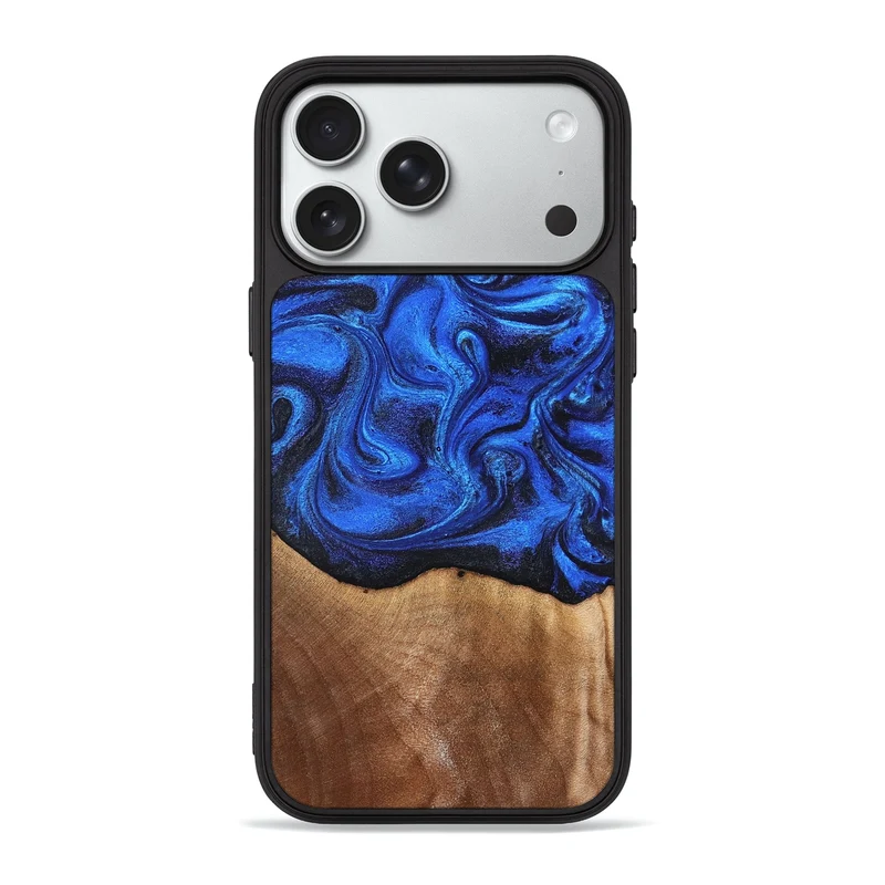 iPhone 18 Pro Max Wood Phone Case - Paislee (Blue, 830170)