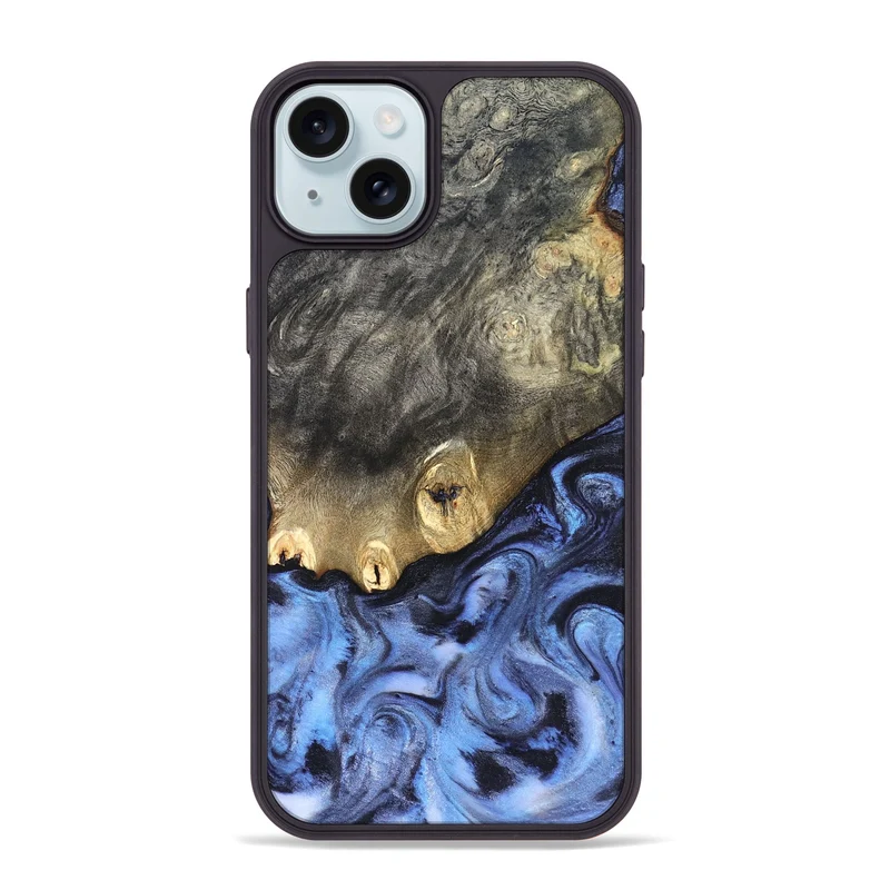iPhone 15 Plus Wood Phone Case - Mame (Blue, 830172)