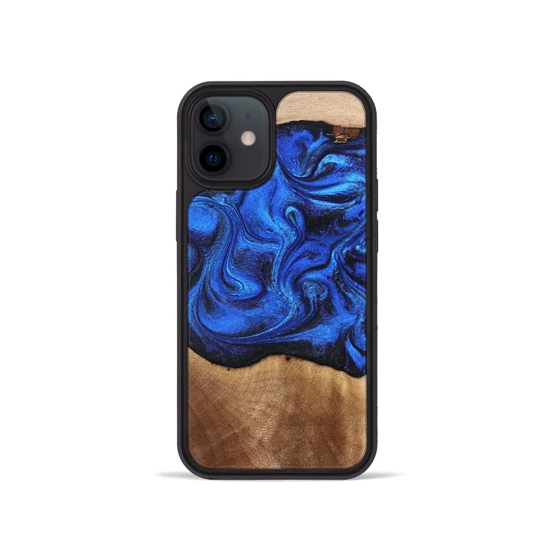 iPhone 12 mini Wood Phone Case - Paislee (Blue, 830170)