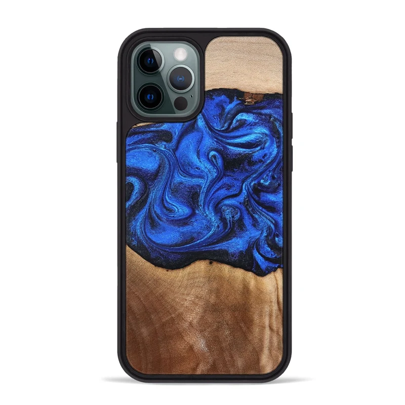 iPhone 12 Pro Max Wood Phone Case - Paislee (Blue, 830170)