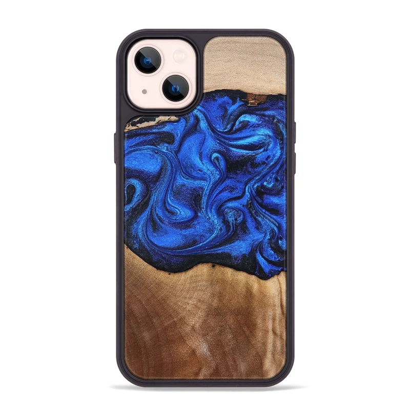 iPhone 14 Plus Wood Phone Case - Paislee (Blue, 830170)