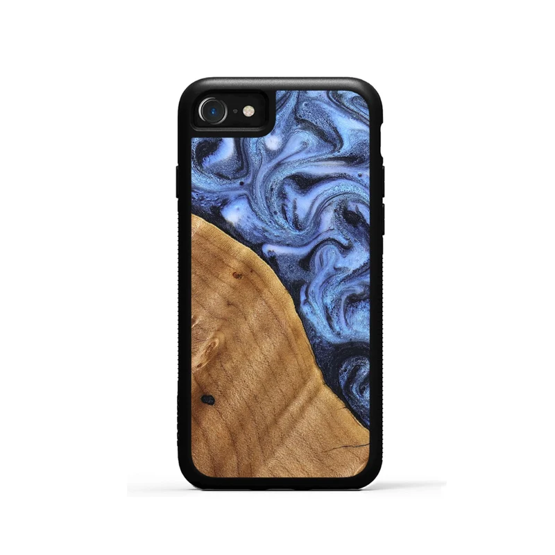 iPhone SE Wood Phone Case - Christy (Blue, 830169)