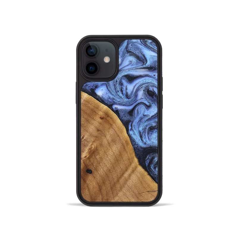 iPhone 12 mini Wood Phone Case - Christy (Blue, 830169)
