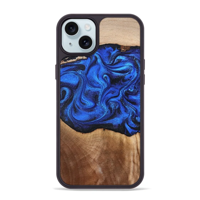 iPhone 15 Plus Wood Phone Case - Paislee (Blue, 830170)