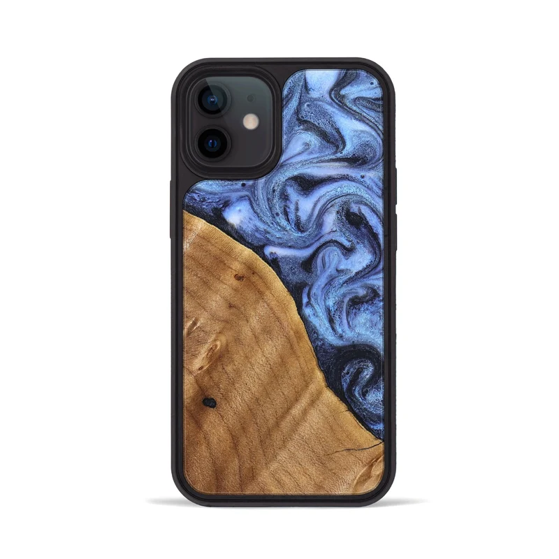 iPhone 12 Wood Phone Case - Christy (Blue, 830169)