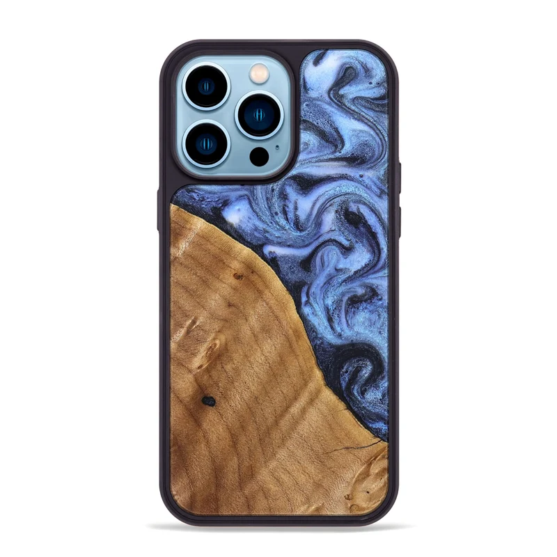 iPhone 14 Pro Max Wood Phone Case - Christy (Blue, 830169)