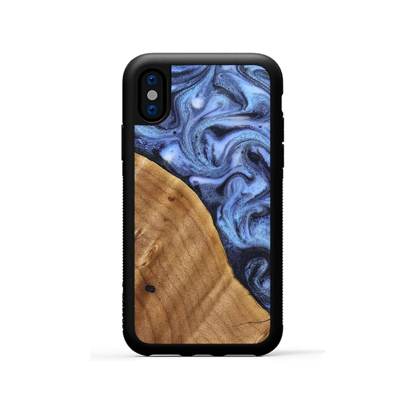 iPhone Xs Wood Phone Case - Christy (Blue, 830169)