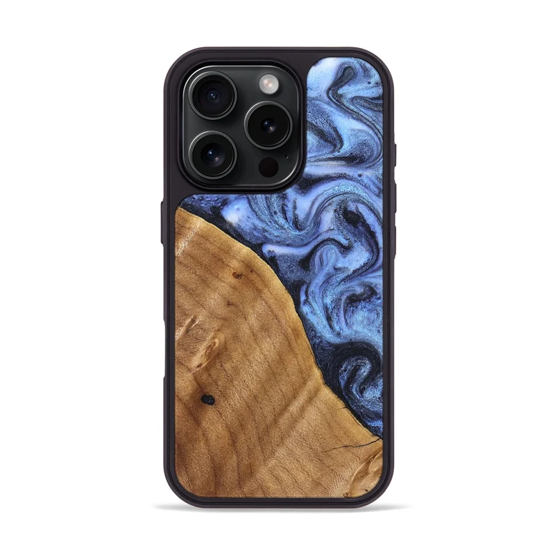 iPhone 16 Pro Wood Phone Case - Christy (Blue, 830169)