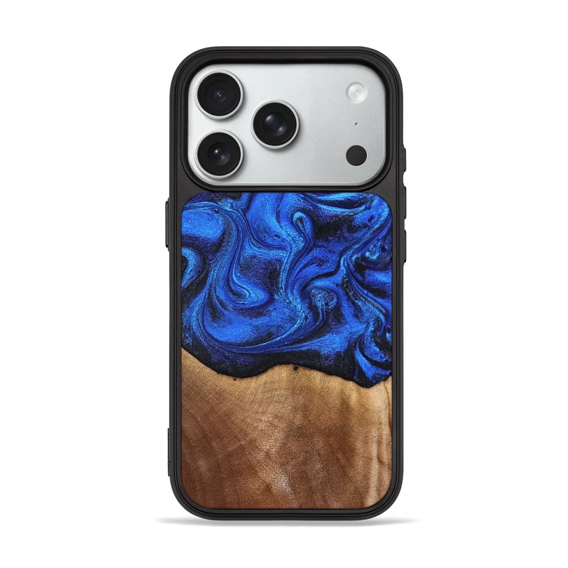 iPhone 18 Pro Wood Phone Case - Paislee (Blue, 830170)