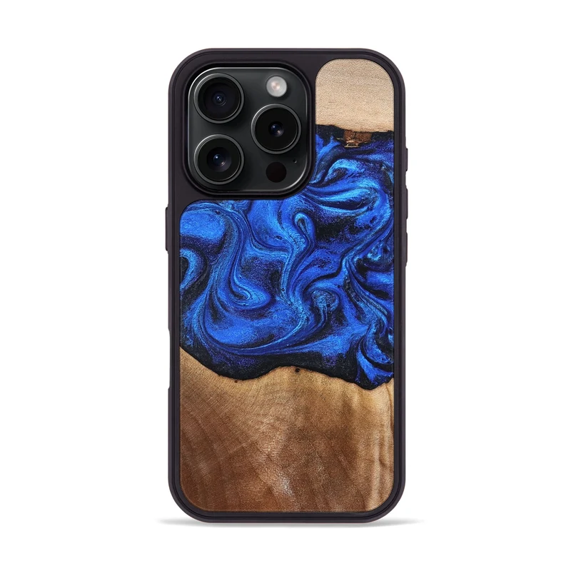 iPhone 16 Pro Wood Phone Case - Paislee (Blue, 830170)