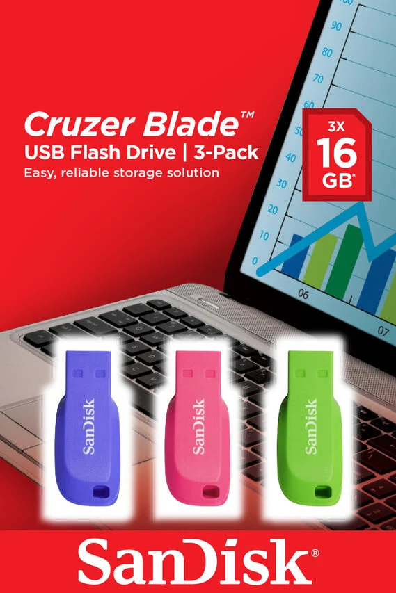 SanDisk Cruzer Blade 16GB unità flash USB USB tipo A 2.0 Blu, Verde, Rosa